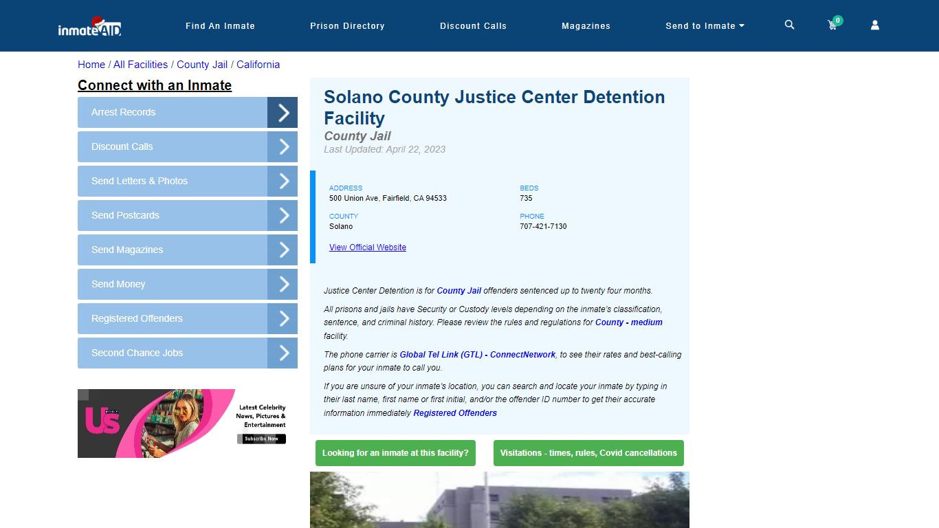 Solano County Justice Center Detention Facility - Inmate Locator ...